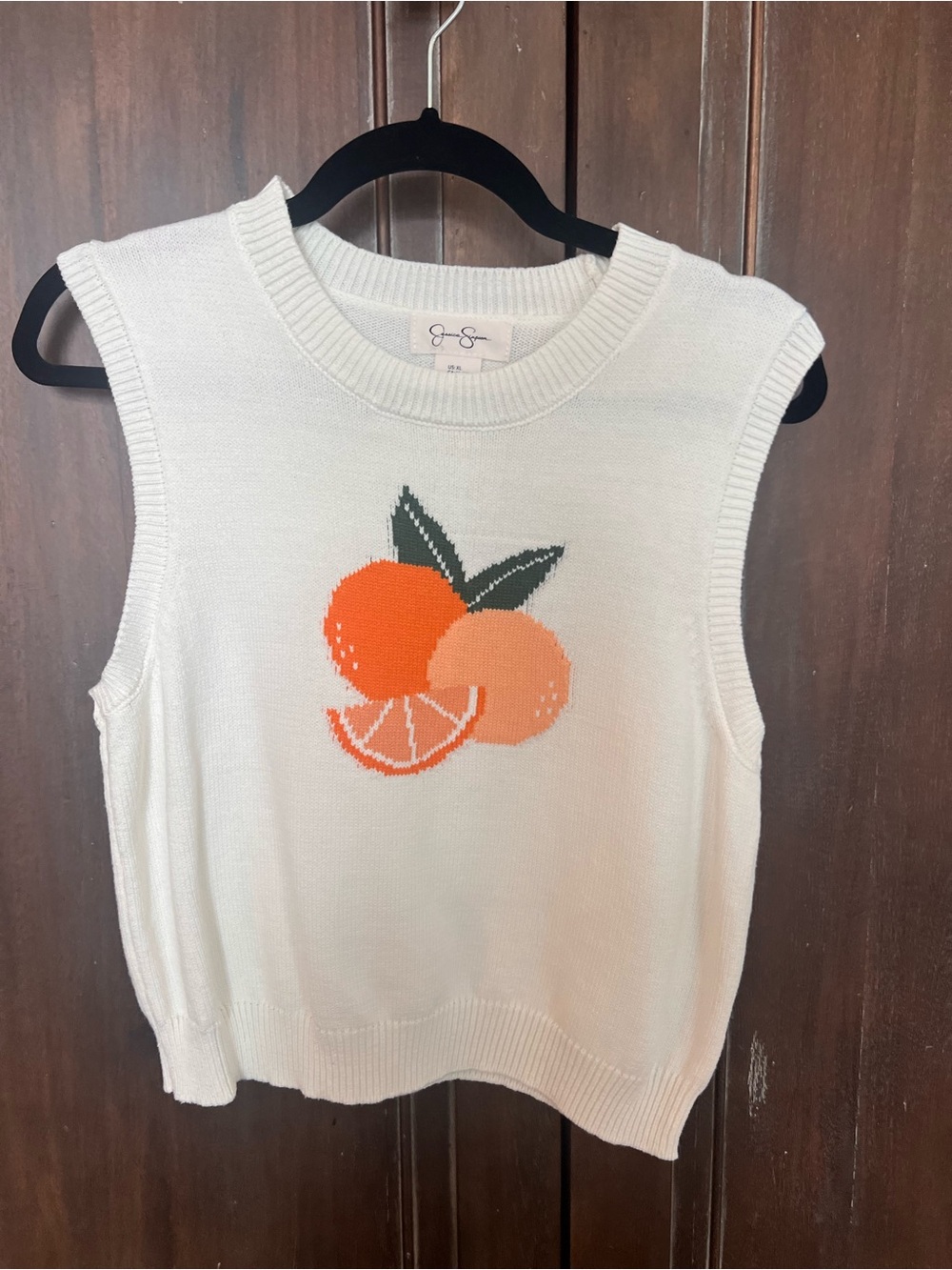 Jessica Simpson White Sweater with Citrus Accent